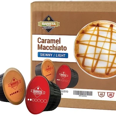 Image of Barista Italiano Skinny Caramel Macchiato 80 Pods Compatible with Dolce Gusto®* machines (80 Capsules, 40 Servings)