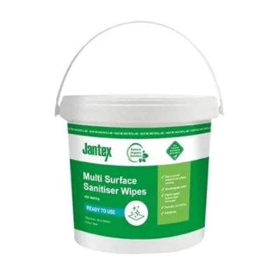 Image of Jantex Green Surface Sanitiser Wipes Starter Tub 200mm (Pack of 400)