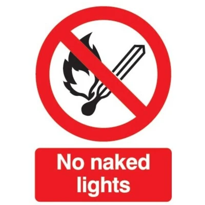 Image of Sitesafe NO Naked Lights Vinyl Sign 148 x 210mm
