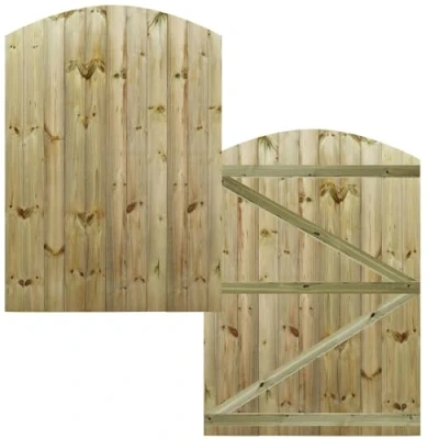 Image of Bespoke Custom Made to Measure UPTO HEIGHT: 6ft (180cm High) Tongue &amp; Groove Semi Braced Arch Top Pathway Garden Pedestrian Gate [Width Between 105CM 120CM Hinge Pack Option Removed