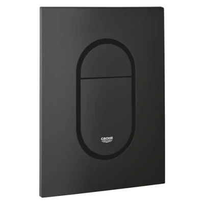Image of GROHE Arena Cosmopolitan S Flush Plate for Concealed Cisterns (Dual or Start and Stop Actuation Pneumatic Drop Valve AV1, Water Saving, Vertical Fit), Size 130x172mm, Phantom Black, 37624KF0