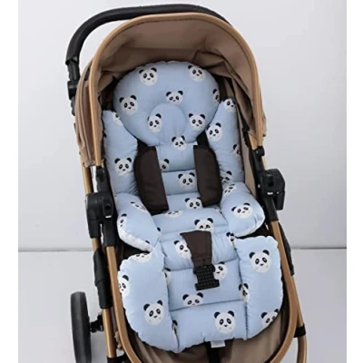 Image of Pushchair/Stroller Cushion Pram Accessories Seat Liner Umay Baby 100% Cotton (Blue Panda)