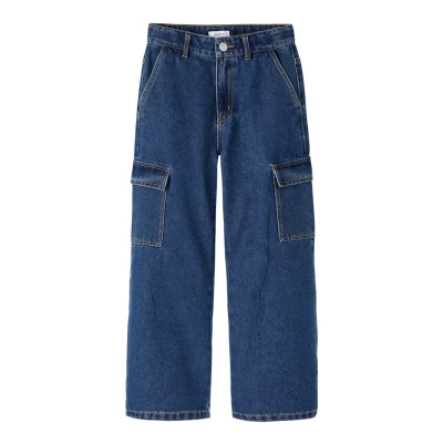 Image of Name it Nkfrose WIDE Straight leg jeans for kids, Size: 13y, Dark blue denim