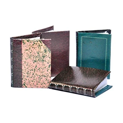 Image of Melody Jane Dolls House 4 Leather Bound Books Blank Pages Miniature Study Library Accessory
