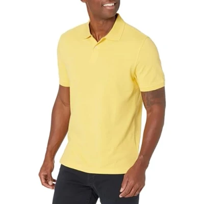 Image of Amazon Essentials Men&#039;s Slim Fit Cotton Pique Polo Shirt, Yellow, XXL