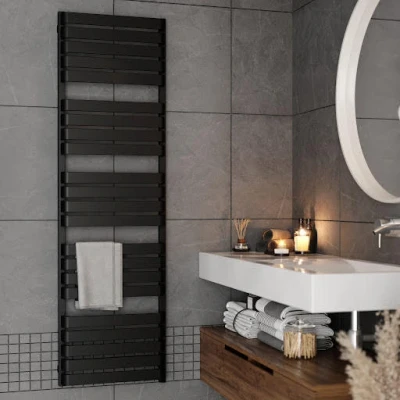 Image of Terma Electric Towel Rail, Steel, Soft 9005 (Matt Black), 1220h x 500w (mm) [600w]