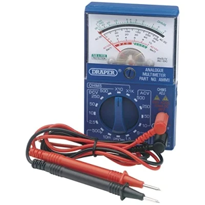 Image of Draper 37317 Pocket Analogue Multimeter, 64mm x 100mm 35mm,Blue
