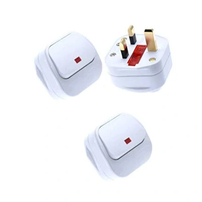 Image of Vogueing Tool 13A UK Mains Power Plug, 3pcs Switched Pluge 3 Pin With Big Swtch Neon Indicator Light for Connecting Appliance Cable
