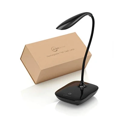 Image of Auraglow Wireless Rechargeable Flexible Adjustable Gooseneck LED Desk Lamp, Touch Control Dimmable Reading Light for Home, Office, Work and Study Black 1 Pack
