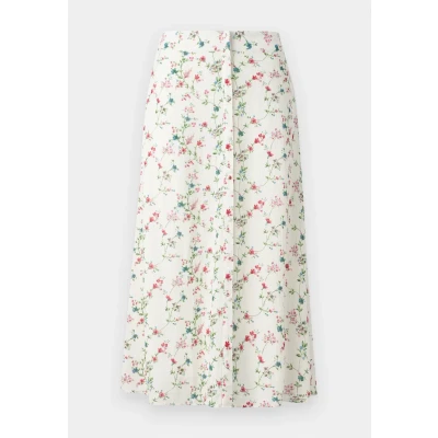 Image of PIECES Women&#039;s Pckary Hw Long Skirt Bc, Cloud Dancer/AOP:Flower Field, S