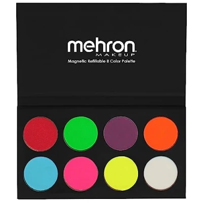 Image of Mehron Makeup Paradise FX Face &amp; Body Paint 8 Color Palette (Neon UV Glow) Black Light Palette, Special Effects, Glow, Rave Accessories,