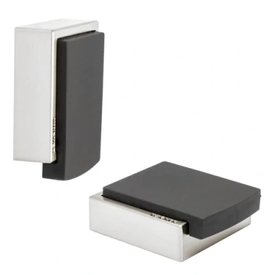 Image of WAGNER Doorstop 2in1 Screw OR Glue Floor &amp; Wall 47 x 40 13 mm, Stroke Bumper Made of die cast zinc with Stainless Steel Look + Soft Black Thermostatic Rubber 15515911