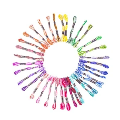 Image of Trimits Premium Embroidery Thread, Cotton, Rainbow Variegated, 8m Skeins, 36 Pack