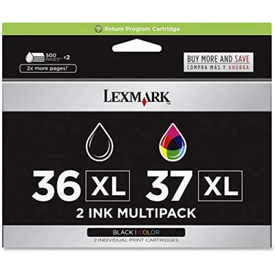 Image of Lexmark 36XL/37XL High Yield Black/Color Return Prog Print Cart