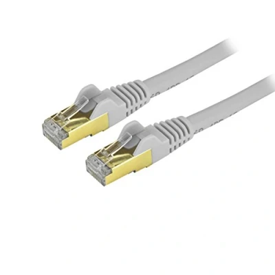 Image of StarTech.com 12ft CAT6a Ethernet Cable 10 Gigabit Shielded Snagless RJ45 100W PoE Patch Cord 10GbE STP Network w/Strain Relief Gray Fluke Tested/Wiring is UL Certified/TIA (C6ASPAT12GR)