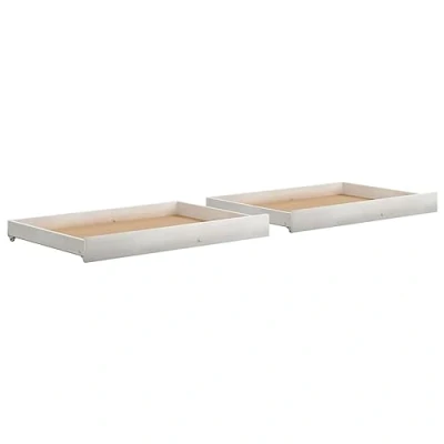 Image of vidaXL Solid Pinewood Day Bed Drawers, 2pcs White, Versatile Under Storage with Wheels for Easy Access, Simple Assembly Required.