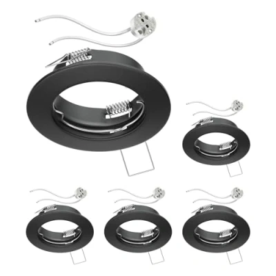 Image of ledscom.de 5 Pieces Ceiling recessed Frame Fere Black matt (LED/Halogen/MR16/50mm) incl. GU5.3 Socket