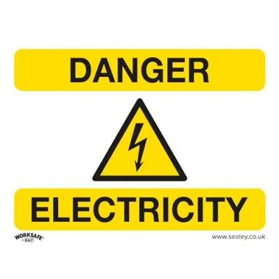 Image of Worksafe Warning Safety Sign Danger Electricity Rigid Plastic Pack of 10
