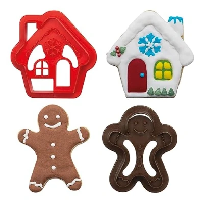 Image of DECORA 0255094 GINGERGREAD Man &amp; House Cookie Cutter Set of 2 8/7 X H 2,2 CM, Plastica