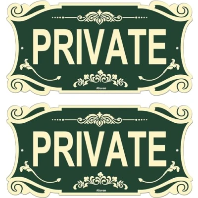 Image of Private Signs Metal Property 30 x 15 cm Garden No Trespassing Outdoor Gate Reflective Rust Free Aluminum UV Printed Easy Mounting Use Waterproof Durable 2 Pack