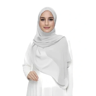 Image of Premium Chiffon Hijab Head Scarf Shawl Wrap for Muslim Women Lightweight (Silver)