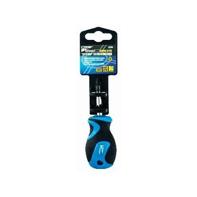 Image of Blue Magnetic 4cm x PZ2 Chrome Vanadium Stubby Pozidriv Screwdriver By Pro User