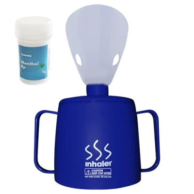Image of Medisure Steam Inhaler Cup with Menthol Crystals (5g), for Colds, Coughs, Flu &amp; Blocked Nose Relief Suitable Adult and Kids