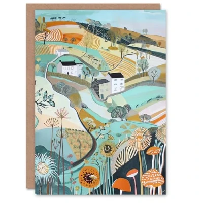 Image of Artery8 Greeting Card Aberdaron Rural Wales Landscape Wildflowers Hills Blank For Him Or Her Art Birthday