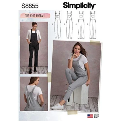 Image of Simplicity Misses Easy Sewing Pattern S8855 Overalls, Paper, R5 (14 16 18 20 22)