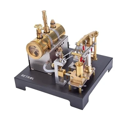 Image of APAP Full Metal Beam Steam Engine Model and Horizontal Boiler with Centrifugal Regulator DIY Assembly Kit (84PCS)