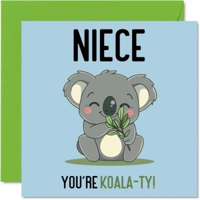 Image of Birthday Cards for Niece Koala Ty Funny Happy Card from Uncle Auntie Aunt, Gifts, 145mm x Joke Greeting Women Her