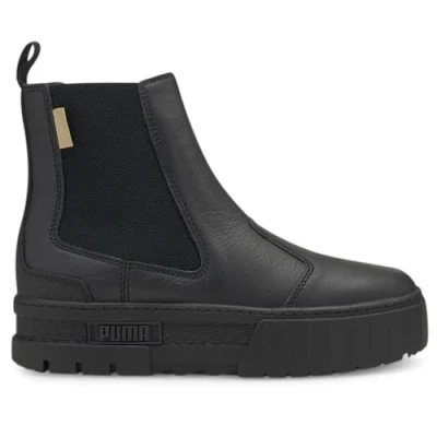 Image of Puma Womens Mayze Round Toe Chelsea Boots Ankle Low Heel 1 2&quot; Black, 4.5 UK
