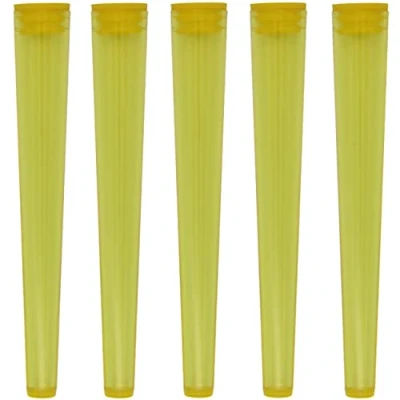 Image of Cherry on Top King Size Cone Holder Air Tight Hard Plastic Tube Smoking Rolling Cig Tube, 5 Holders Yellow