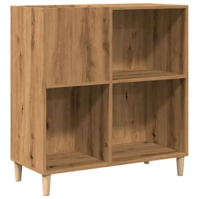 Image of vidaXL Record Cabinet Artisan Oak Sideboard for LP Storage Modern Engineered Wood Vinyl Display/Storage Unit Living Room/Bedroom/Office, Compact 84.5x38x89cm, Multi Functional Furniture