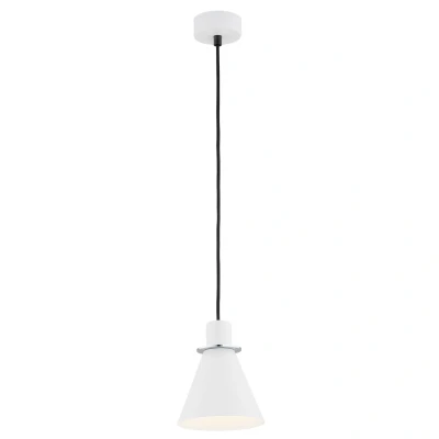 Image of Beverly Dome Pendant Ceiling Light White Structure, Chrome Elements