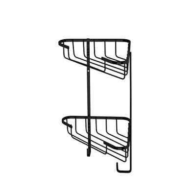 Image of Croydex Rust Free Screw to Wall Two Tier Corner Basket Black