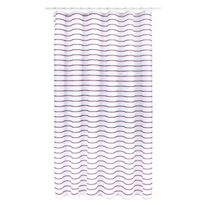 Image of Croydex Plum Pinstripe Textile Shower Curtain with Hygiene &#039;N&#039; Clean
