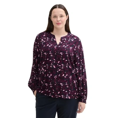 Image of TOM TAILOR Women&#039;s 1043780 Plus Size Blouse, 35893 Berry Autumn Floral Design, 22