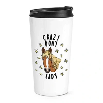 Image of Crazy Pony Lady Stars Travel Mug Cup