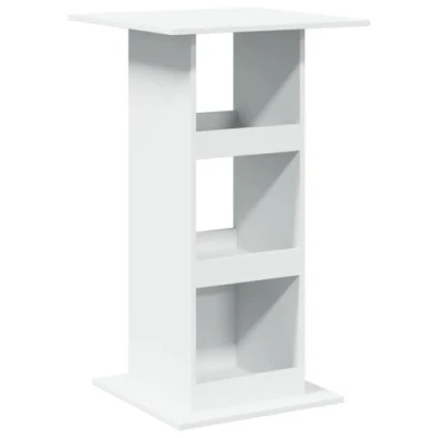 Image of vidaXL White Engineered Wood Bar Table with Storage Modern Bistro Pub Table, Compact and Versatile, 3 Shelves 60x60x102 cm