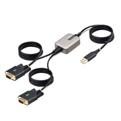 Image of StarTech.com 13ft/4m 2 Port USB to Serial Adapter Cable, COM Retention, FTDI, A DB9 RS232, Changeable Screws/Nuts