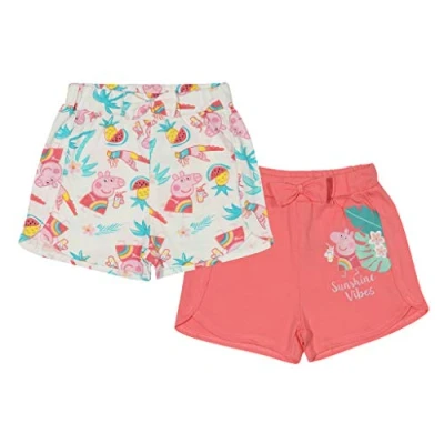Image of Peppa Pig Sunshine Vibes Shorts Twin Pack, Girls, 2 6 Years, Multicoloured, Official Merchandise