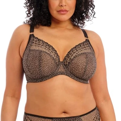 Image of Elomi Womens Matilda Plunge Side Support Bra Brown Polyamide Size 40DD