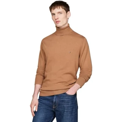 Image of Tommy Hilfiger PIMA ORG CTN Cashmere ROLL Neck MW0MW28048 Khaki (Safari Canvas) M