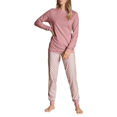 Image of CALIDA Women&#039;s Lovely Nights Pajama Set, Opaque, Rose Bud, 36 38