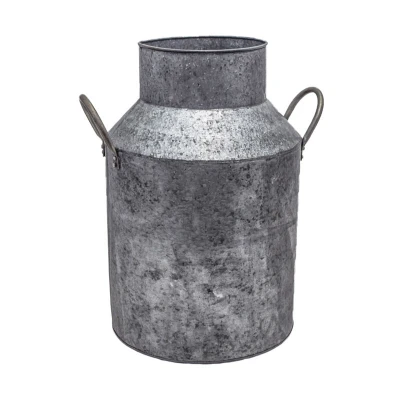 Image of Ivyline Galvanised Iron Milk Churn Planter Built in Drainage Frost Resistant &amp; UV Stable Decorative Waterproof Outdoor Flower Pot H43cm x D28cm