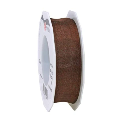 Image of Präsent Four Seasons Organza Wired Edge Ribbon Brown 25 mm Width, m Length