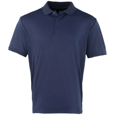 Image of Premier Mens Coolchecker Pique Short Sleeve Polo T Shirt (Navy) Size X Large