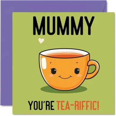 Image of Birthday Cards for Mummy Tea riffic Funny Happy Card from Son Daughter, Mother’s Day Mother, 145mm x Joke Greeting Women Her
