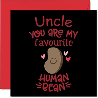 Image of Funny Birthday Cards for Uncle Favourite Human Bean Joke Happy Card from Niece Nephew, Gifts, 145mm x Greeting Gift